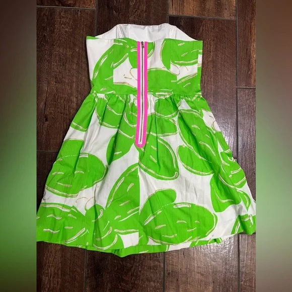 Lilly Pulitzer Lottie Dress‎ Stinger Bee Glitter Print Green Sleeveless Gold - Picture 5 of 8